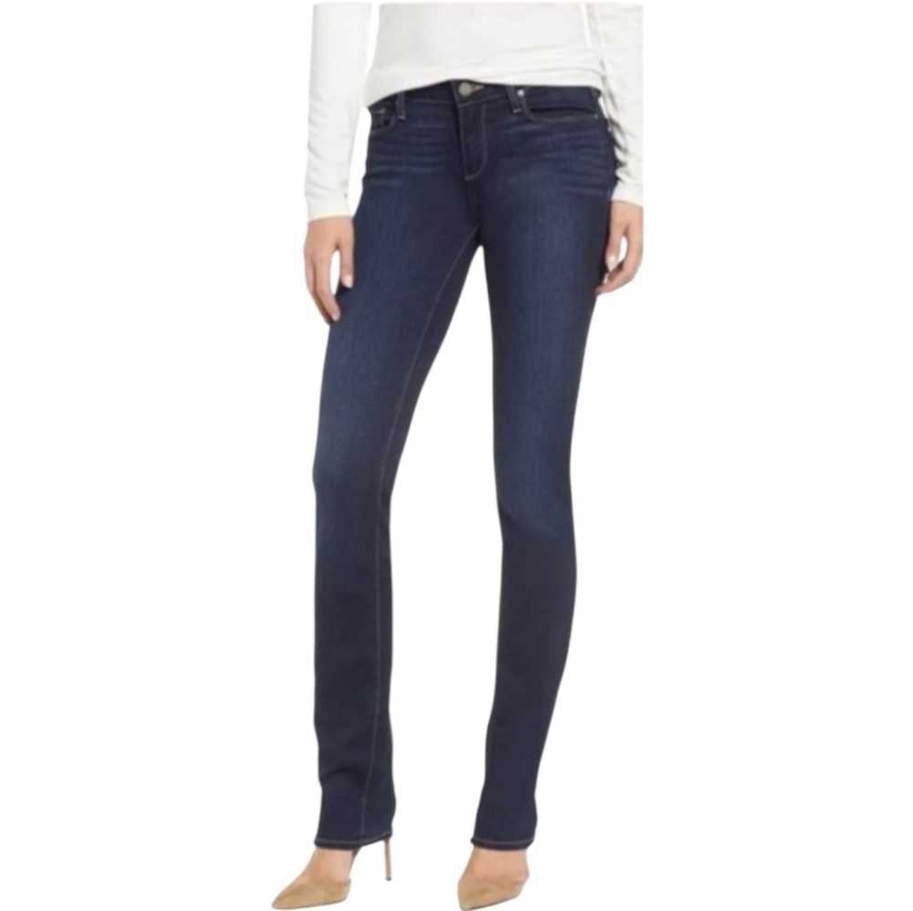34"Long PAIGE Skyline Straight Jeans Stream Wash